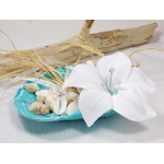 porte alliances coquillage mariage fait main turquoise blanc