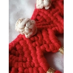 decoration noël rouge beige doré bohème macramé  couronne de porte