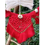decoration noel boheme couronne  sapin rouge or beige