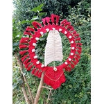 couronne noel sapin boheme macrame rouge beige doré
