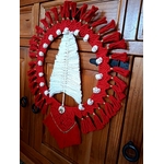 couronne de lavent rouge et doré macramé original traditionnel