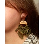 boucles oreilles longues vert doré bohème original