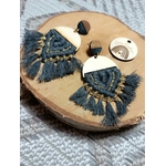 boucles d'oreilles bois bohème gris doré