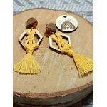 bijoux macramé bois bohème moutarde