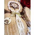 couronne noël flocon neige beige doré macramé bohème