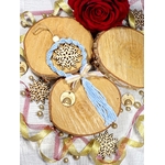 couronne noël bleu doré bois macramé bohème