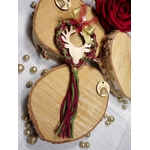 suspension macramé couronne noël rouge vert