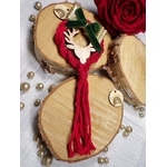 suspension macramé noel rouge vert bois