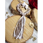 ornement noel couronne cerf bois marron blanc