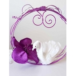 porte alliances panier fleurs violet parme blanc mariage