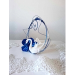 accessoire mariage bleu roi blanc fait main