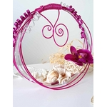 porte alliances coquillage mariage exotique fuchsia