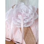 coussin mariage boheme champetre rose blanc jute