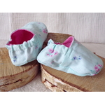chausson reversibles souples bébé fleurs rose bleu