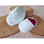 chaussons bébé souples reversibles fleurs rose bleu