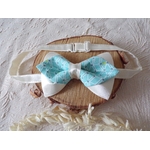 accessoire mariage homme noeud papillon satin ajustable ivoire turquoise