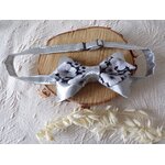 noeud papillon homme satin noir floral mariage