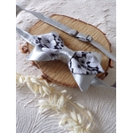 noeud papillon satin fleurs noir cousu main