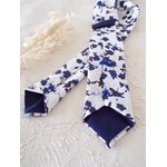 cravate homme mariage fleurie lin bleu roi