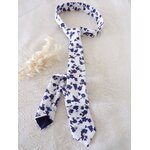 cravate lin fleurie bleu roi mariage