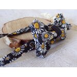 noeud papillon homme floral noir marguerite
