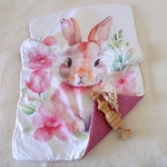 couverture bébé hiver fille lapin rose