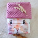 couverture bébé hiver lapin rose