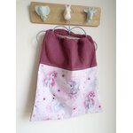 serviette cantine licorne élastique éponge rose