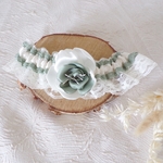 jarretière mariage boheme champêtre vert sauge ivoire