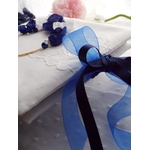 accessoire mariage bleu roi dentelle fleurs perles doré