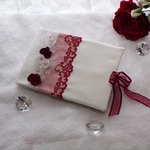 livre de mariage rouge blanc doré personnaliser dentelle plume