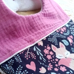 bavoir naissance éponge bambou renard endormi rose