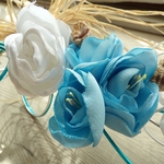 Bouquet de mariée bleu et blanc fil aluminium