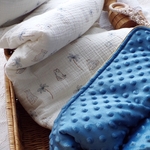 couverture molletonnée bébé savane bleu
