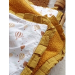 couverture bébé montgolfière jaune molletonnée fait main