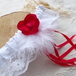 jarretière de mariée rouge et blanc
