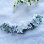 jarretière de mariée dentelle sauge et blanc