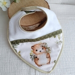 cadeau bébé mixte animaux foret bavoir bambou artisanal fait main