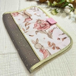 protège carnet de santé fille lapin calin poudré made in france