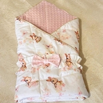 couverture emmaillotage bébé fille lapin rose artisanal