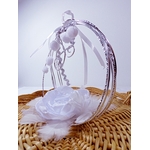 porte alliances panier rond fleurs blanc argent mariage personnalisé