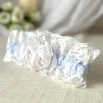 accessoire de mariage dentelle bleu pastel blanc fait main