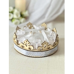 porte alliances mariage bleu pastel blanc bois satin perles fait main