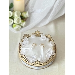 coussin porte alliances couronne bois satin bleu mariage