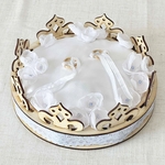 porte alliances original bois satin couronne bleu pastel
