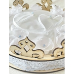 accessoire mariage bleu fait main couronne bois satin