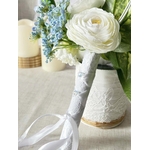 bouquet de mariée rond lys renoncules bleu pastel blanc fleurs artificielles