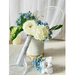 bouquet de mariée bleu et blanc pastel fleurs artificielles