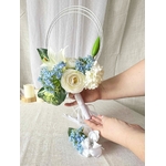 bouquet de mariée fleurs artificielles bleu blanc original mariage pastel