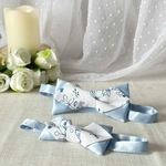 noeud papillon satin fleurs bleu mariage